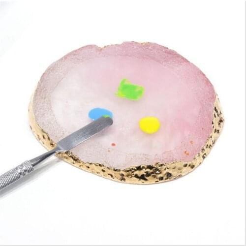 7 Colors Natural Resin Agate Nail Art Display Showing Shelf Board Nail Salon Tools Color Mixing Palette Holder Drawing Plate