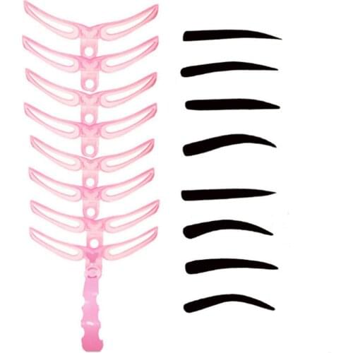 8pcs\set Reusable Eyebrow Stencils 3D Eyebrow Shaping Template Handheld DIY Eye Brow Drawing Model Shaper Beauty Makeup Tools