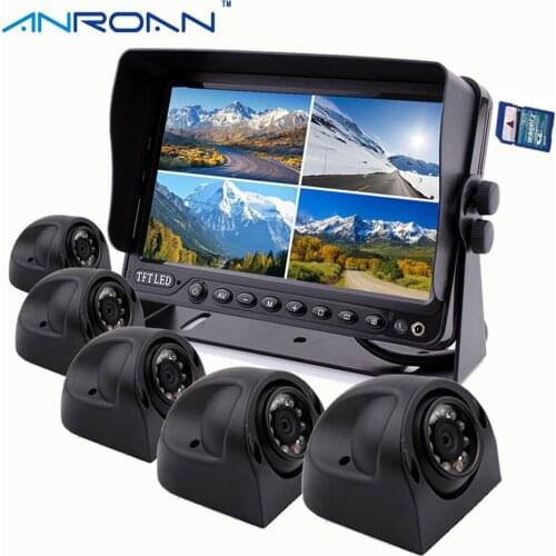 9" DVR Recorder Monitor Car Rear View Camera System 5 x Side Camera for Truck Caravan Trailers Harvester
