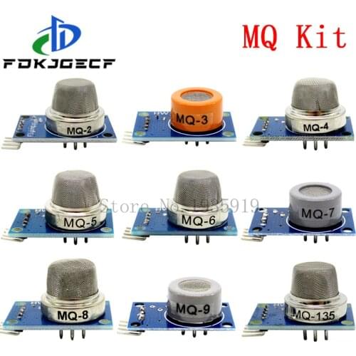 9pcs Gas Sensor MQ-2 MQ-3 MQ-4 MQ-5 MQ-6 MQ-7 MQ-8 MQ-9 MQ-135 Detection Smoke methane liquefied Gas Sensors Module For Arduino