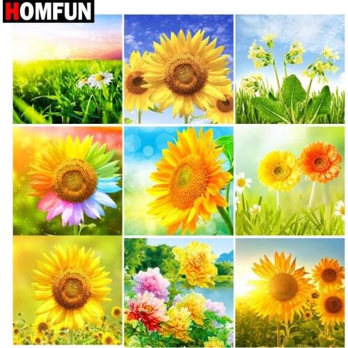 HOMFUN Full Square/Round Drill 5D DIY Diamond Painting "Sunflower flower landscape"3D Embroidery Cross Stitch 5D Home Decor Gift