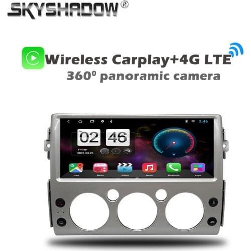 360 Panoramic Camera Carplay 12.3" Android 10.0 6G+128GB Car DVD Player GPS WIFI Bluetooth Radio For Toyota FJ Cruiser 2007-2012
