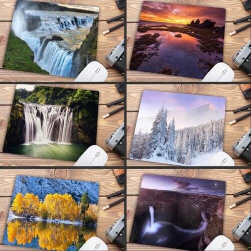 Mairuige Big Promotion Waterfalls Clouds Nature Landscape Gaming Natural Rubber Mousepad Gamer Mouse Mat Size for 22X18CM