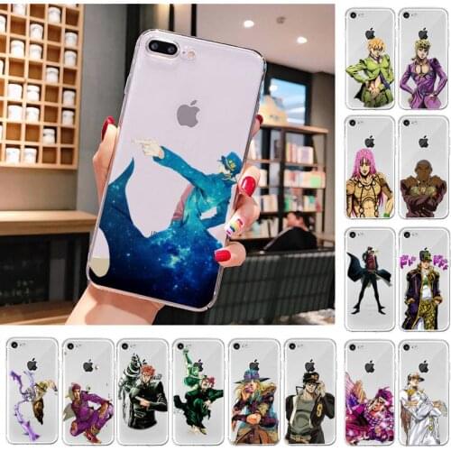 JoJo Anime Phone Case For iPhone X XS MAX 6 6s 7 7plus 8 8Plus 5 5S SE 2020 XR 11 11pro max Clear funda Cover