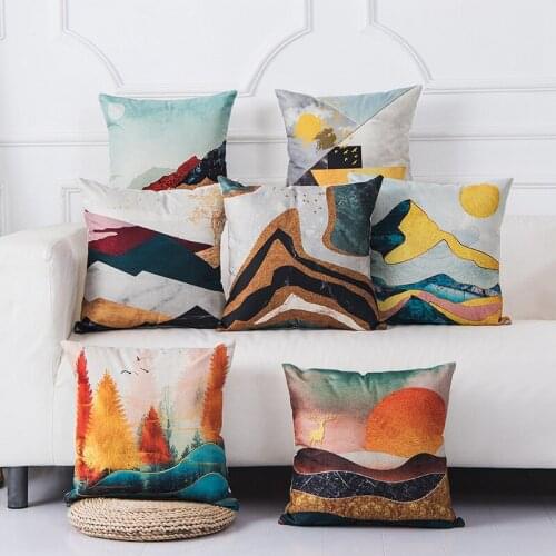 Office Sofa Throw Pillows Decor Home Decoration Gift Car Waist Pillow Case Throw Linen Pillow Cover Soft Seat Bedroom Square 45