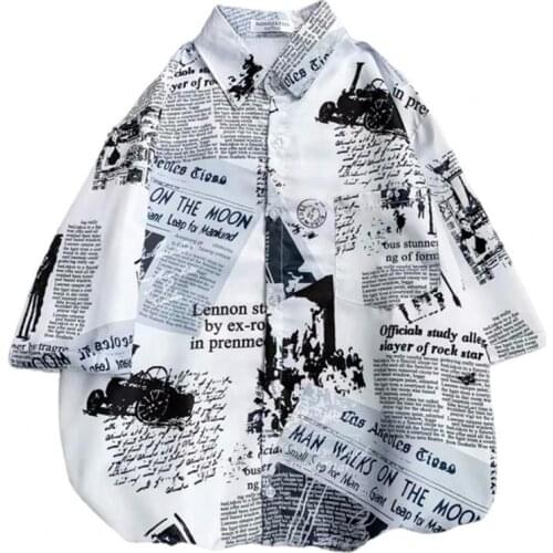 Men Shirts Stylish Summer Short Sleeve Loose Shirt Men Printed Single-breasted Shirt Tops camisas de hombre рубашка мужская 2021