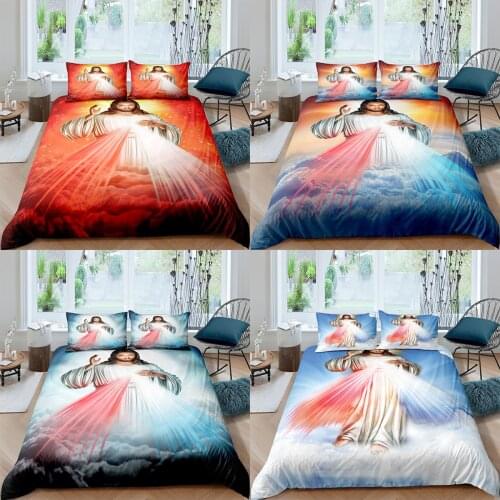 Home Textiles Luxury 3D God Jesus Duvet Cover Set Pillowcase Kids Bedding Set AU/EU/UK/US Queen and King Size Bedding