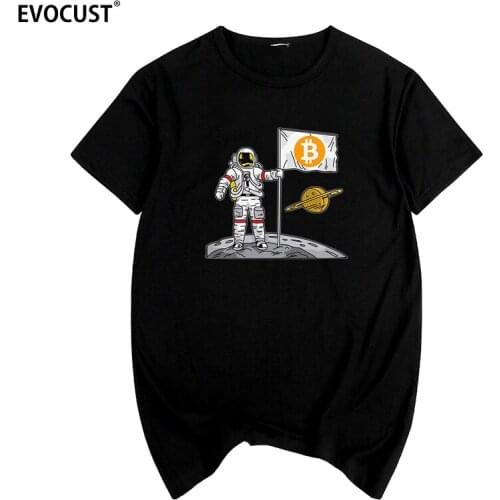 Bitcoin space moon Blockchain Litecoin Ripple Ethereum Streetwear T-shirt Cotton Men T shirt New TEE TSHIRT Womens