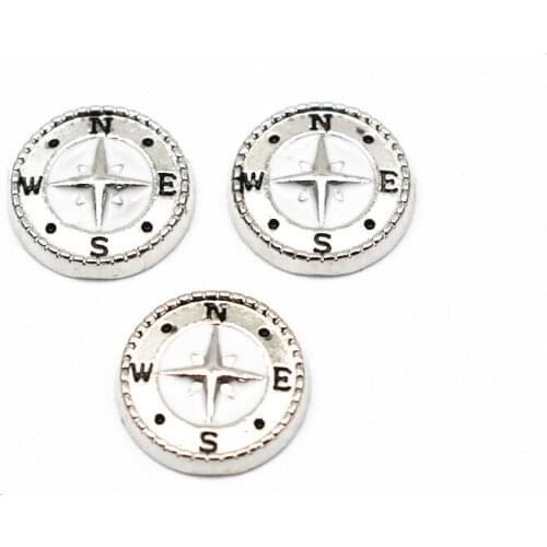 Hot Sale 10pcs/lot Silver Enamel Compass Floating Charms For Living Glass Memory Floating Lockets Bracelet DIY Jewelry