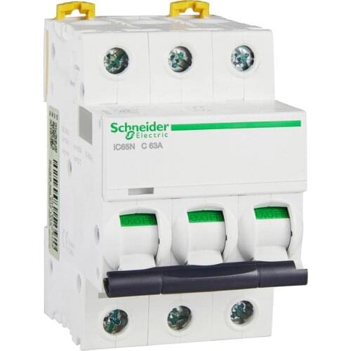 IC65N C- Shape 3P 63A 400VAC 50/60Hz Power Distribution Protection Thermal Magnetic Type Small Circuit Breaker DIN Rail Mounting