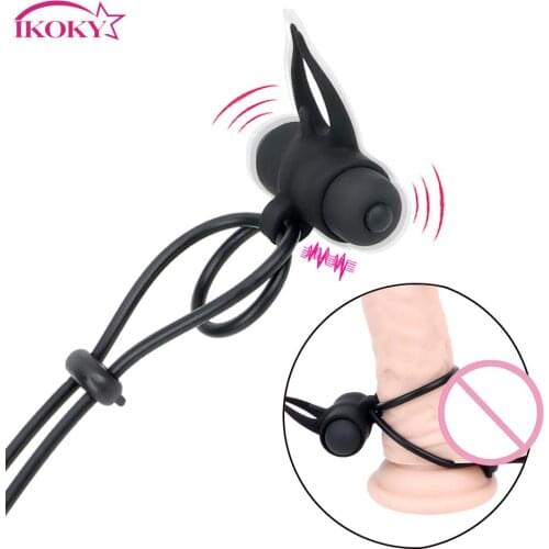 IKOKY Penis Ring Lock Rope Cock Ring Clitoris Stimulator Sex Toys for Men 10 Speed Delay Ejaculation Time Lasting Vibrator