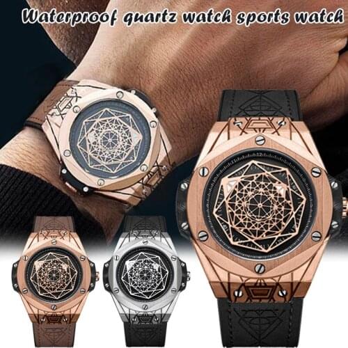 Exquisite Gentleman Geometry Identity Personalized Quartz Watch Waterproof Fashion Glass Mirror Round Dial TT@88