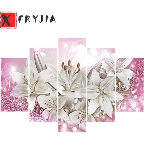 5pcs 5D DIY Full round square Drill Diamond Painting Romantic dream jasmine Cross Stitch Embroidery Kit Wall Art Home Decor