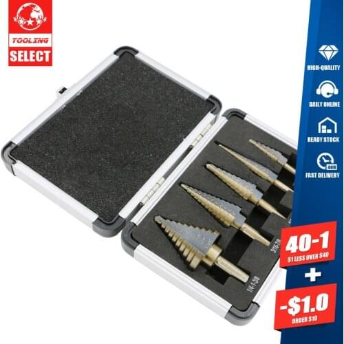 High Quality 5PCS 50 Sizes HSS Cobalt Multiple Hole Step Cone Drill Bit Set Tools Drill Bits With Aluminum Case