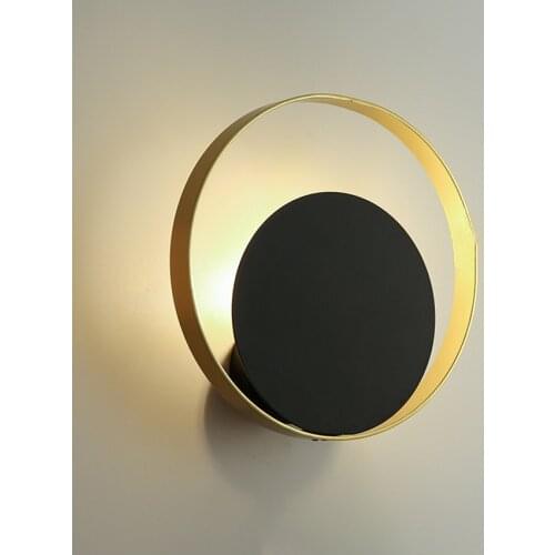 Modern Wall Mount Sconce Fixture with Metal Shade, D26 x H26cm, Vintage Wall Sconce Lighting Fixture for Bedroom, Black Gold