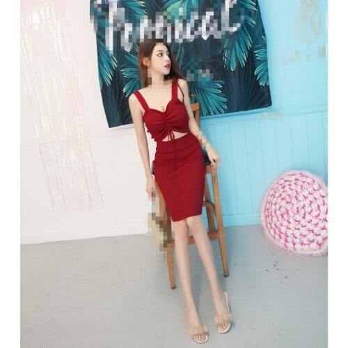 ZC2283 2020 spring summer new women fashion nightclub sexy show slim shoulder-straps dress cheap wholesale