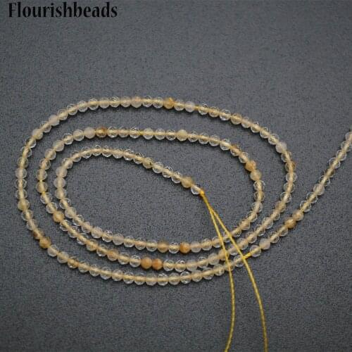 Wholesale 2mm Natural Citrine Yellow Crystal Quartz Faceted Diamond Cutting Stone Round Loose Beads