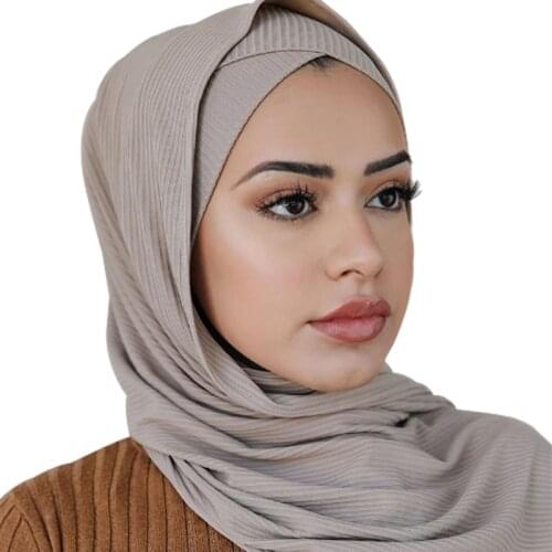 Wholesale Popular 2020 New Muslim Cap Bonnet Good Quality Soft Underscarf Crisscross Stretch Ribbed Jersey Tube Undercap
