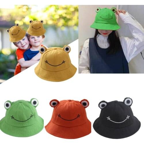 Parents and children Frog Bucket Hat Cotton Cute Fisherman Hat Outdoor Summer Sun Cap Funny Travel Hat For Mom And Kids Cap