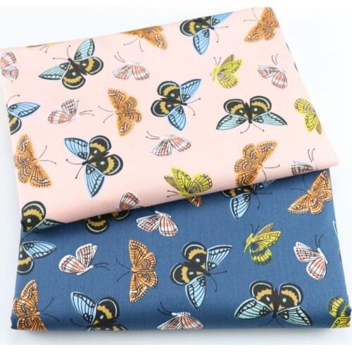 Printed Butterfly 100% Cotton Twill Fabric For Baby Child, Handmade Patchwork Cloth,Sewing Quilting Bed Sheet Materials Fabric