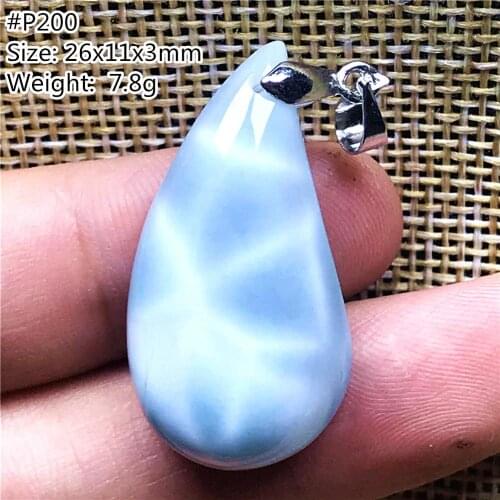 Top Natural Blue Larimar Pendant Jewelry For Woman Lady Man Water Drop Beads Silver Dominica Crystal Water Pattern Stone AAAAA