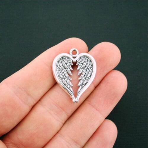 6Pcs Angel Wing Heart Charms Antique Silver Color Pendant Findings Diy Aesthetics Accessories Handmade Jewelry Making Supplies