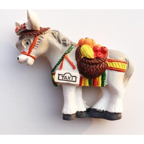 QIQIPP Mijas White Mountain City Travel Commemorative Gift Three-dimensional Donkey Bus Magnetic Fridge Magnet Decorations