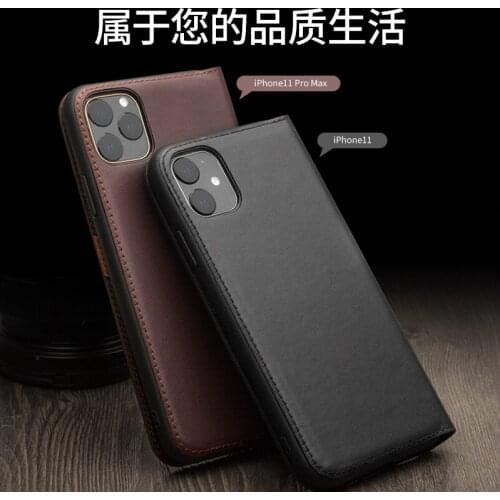 Luxury Ultrathin Flip Genuine Leather Phone Cover For iPhone 11 Pro Max Business Protection Wallet Card Slots Case Qialino Brand