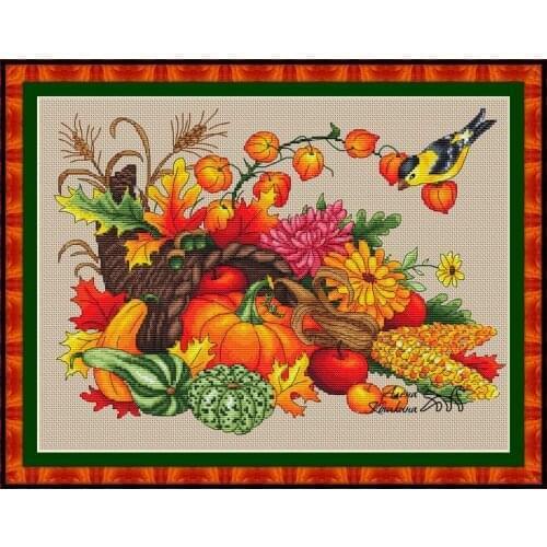 Needlework Cross stitch Handmade 14CT Counted Canvas DIY,Cross-stitch kits,Embroidery embroidery Canary and Fruit 45-35