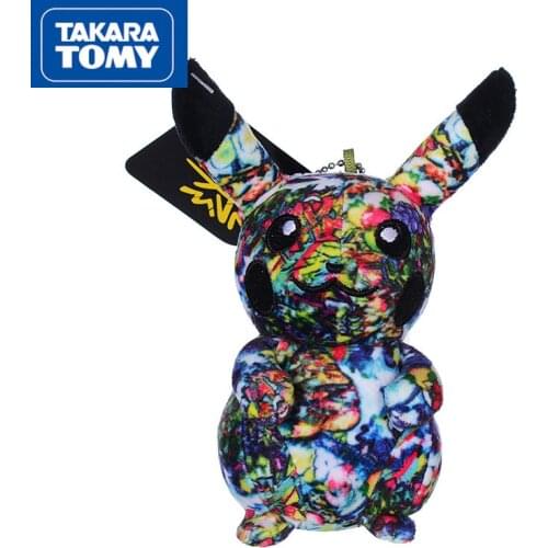 Takara Tomy 13cm New Limited Edition Pokemon Fabric Art Limited Graffiti Pikachu Doll Doll Kawaii Plush Keychain Toy Gift