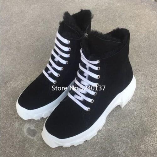 Warm Winter Men Snow Boots Round Toe Lace-up Side Zip Thick Bottom Fur Lining European Design Short Casual Boots Men