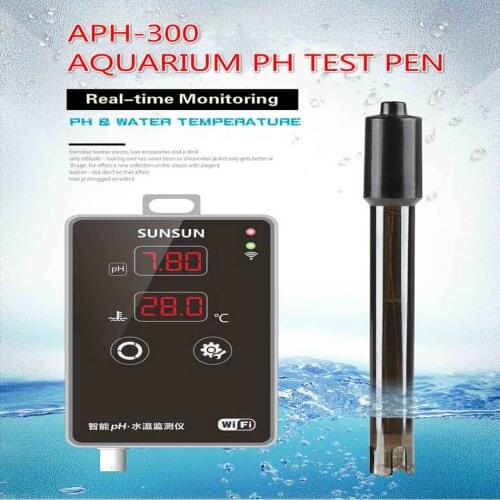 2 in 1 APH-300 Fish Tank PH Water Temperature Test Pen WIFI Remote PH Value Meter Aquarium Water Quality Temperature Tester