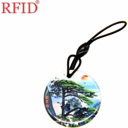 UID S50 1K NFC 13.56Mhz UID Changeable Rewritable Tree Pattern Dropping Glue Keyfob Keychain MF Card Access Control Card 1pcs