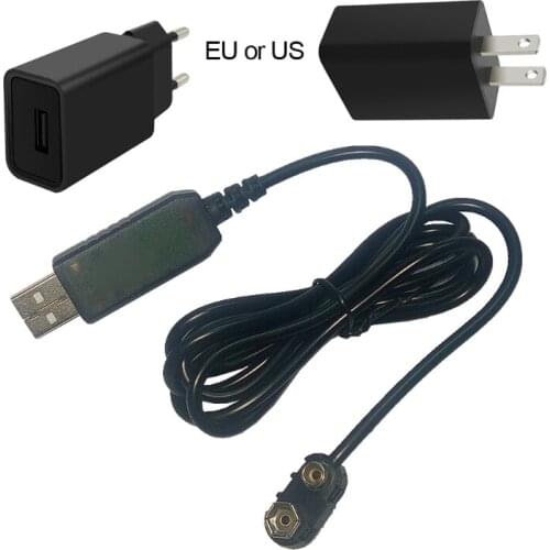 Universal EU US Plug Power Supply USB Adapter 6F22 9V Battery Eliminator Cable E56B