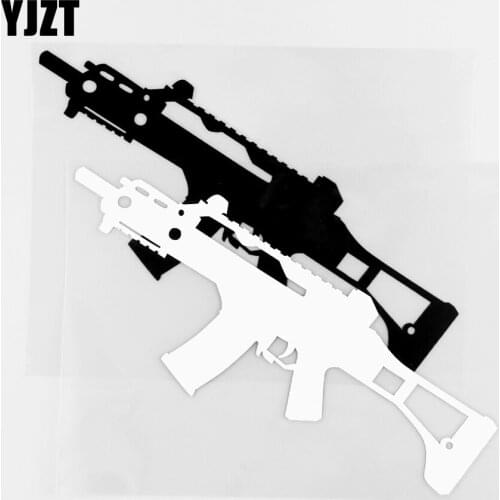 YJZT 12.6×16.0CM Mp4 Submachine Gun Window Glass Fashion Personality Car Sticker Vinyl Decoration Black / Silver 20C-0199