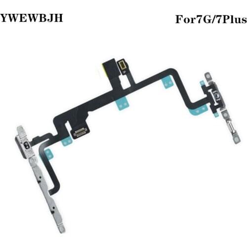 YWEWBJH 10pcs Power Flex Cable for iPhone 7 Plus 7G 7P 5.5''On Off Switch Volume control with Metal Bracket LED Flash Parts