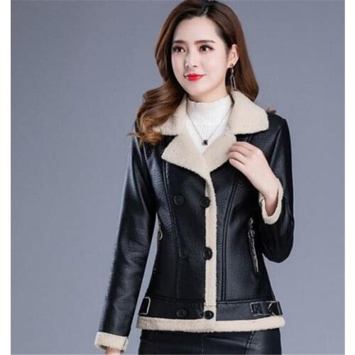 2020 New Fashion Winter Coat Warm Slim Short High Quality PU Leather Jacket Women Jacket Temperament Elegant Women Coat Tide