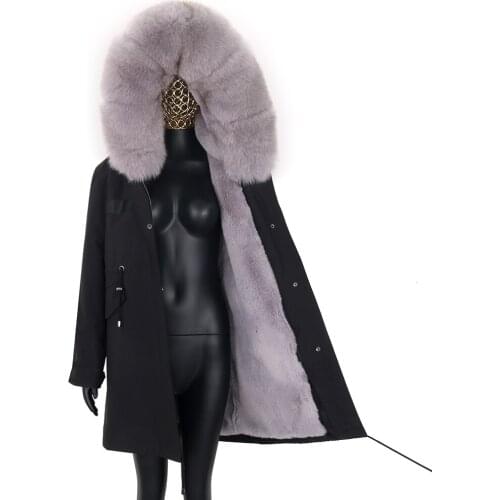 Real Fox Fur Jacket Women Parka Winter Coat 2021 Thick Warm Long Female Natural Fur Overcoat Fashion Luxury Outerwear Streetwear