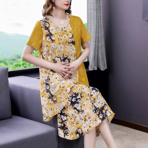 Women Casual Floral Chiffon Beach Vacation Sundress 2021 Vintage 4XL Plus Size Midi Dress Summer Bodycon Elegant Party Vestidos