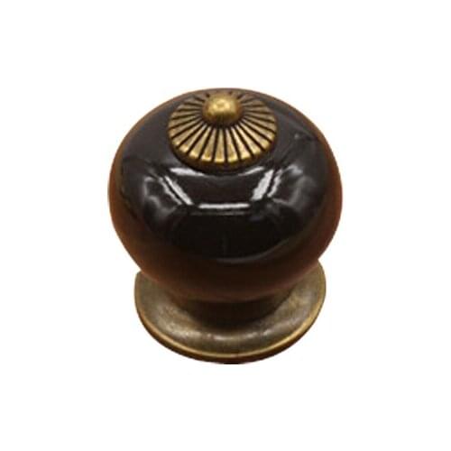 1 Pair Ceramic Door Locker Knob Vintage Bronze Pull Drawer Cupboard Cabinet Handles (Black)