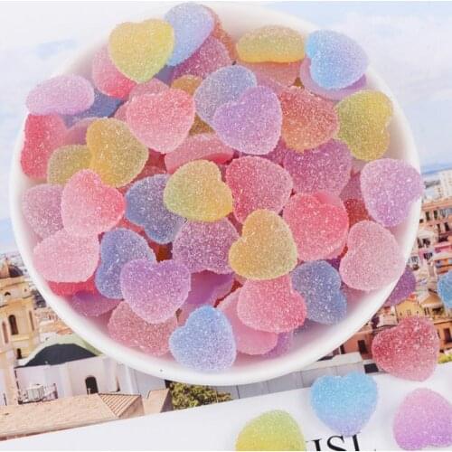 10pcs/lot Kawaii Resin Heart Shaped Candy Flatback Cabochon For Resin Craft Earring Jewellery DIY Decorative Embellishment