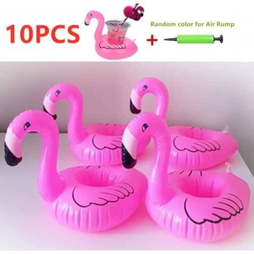 10Pcs Flamingo Inflatable Drink Cup Holders Air Mattresses for Cup Can Holder Floating Coasters for Party Summer Pool Beach Toy