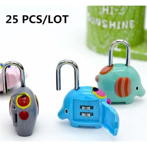 25 PCS Cute Elephant shape password lock Cartoon luggage lock Zinc alloy lock for Travel bag mail box cosmetic bag pencil case