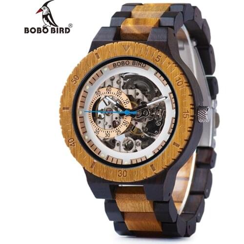 BOBO BIRD Automatic Mechanical Watch Men Relogio Masculino OEM Mens Gift Wood Watches Luxury Timepieces Luminous Hands Clock
