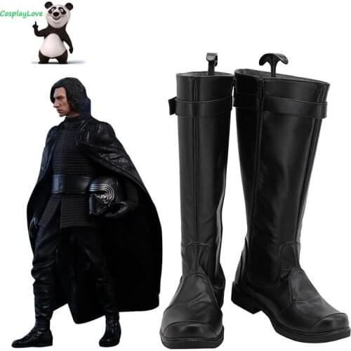The Last Kylo Ren Black Cosplay Shoes Cosplay Long Boots Leather Custom Made For Party Christmas
