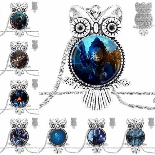 EJ Glaze For Unisex Gift Glass Pendant Galaxy Pendant Necklace Women Plated Necklaces Jewelry Mass effect