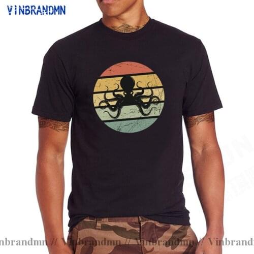 Retro Cuttlefish T-Shirt Novelty Designer T Shirts For Men 100% Cotton Tshirt Funny Summer Geek Tops Swag Steampunk Octopus Tees