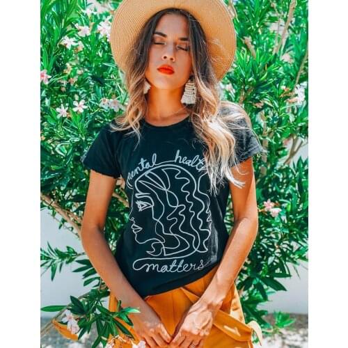 Summer Black Mental health is Important Humor T shirt Graphic Women empowerment Tees Plus Harajuku Vintage Mother nature Tshirt