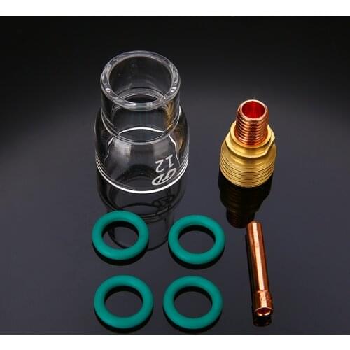 Mayitr 7PCS Torch TIG Welding Stubby Gas Lens #12 Pyrex Cup + Collets Green O Ring Kit Set For WP-9/WP-20/WP-25
