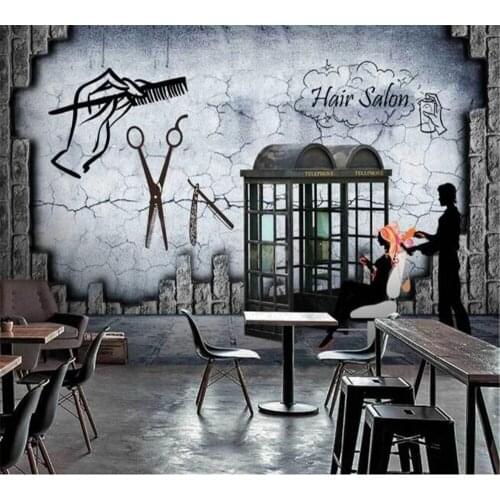 Beibehang Customized personality wallpaper 3D mural photo hair salon fashion style TV background wall decoration painting